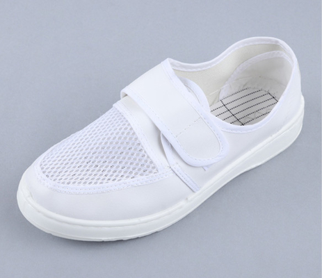 Zapatos respirables de la PU esd del solo velcro neto blanco 220m m