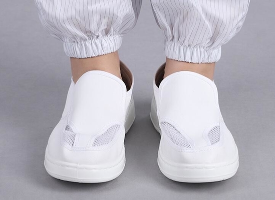 35-46 los accesorios del recinto limpio de la PU cubren el zapato del ESD con cuero para la fabricación de la comida