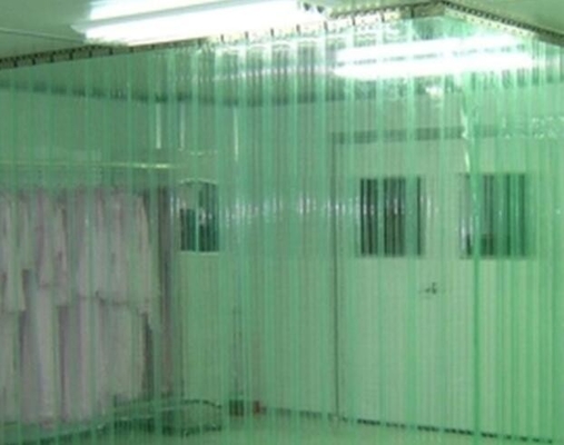 Cortinas de puerta antiestáticas verdes de tira del vinilo del Pvc ESD para la industria/el recinto limpio