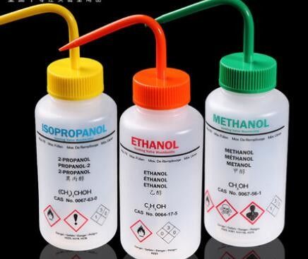 la botella preclasificada química del volumen 500ml, botella de lavado del LDPE IPA curvó la boca